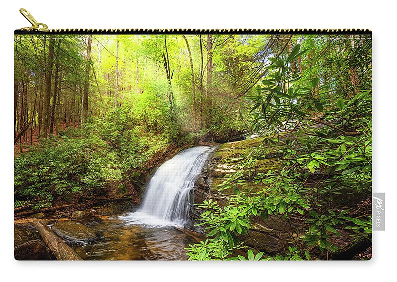 Appalachia Zip Pouch featuring the photograph Whitewater Rushing Through the Forest by Debra and Dave Vanderlaan
