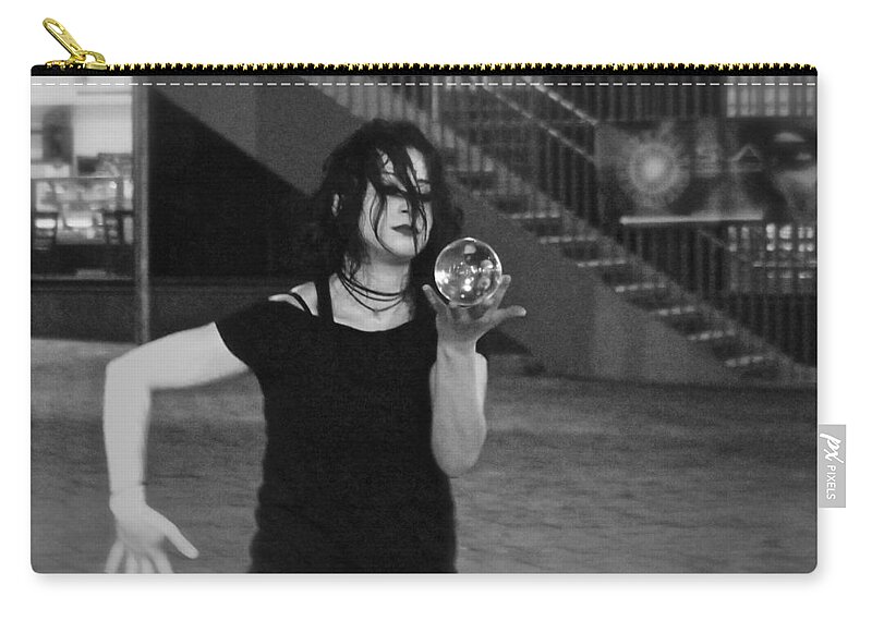 Black And White Zip Pouch featuring the photograph Whole World in Her Hand by Mike Reilly