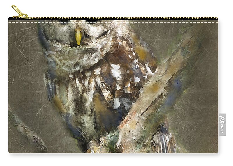 Barred Owl Zip Pouch featuring the photograph Whoooo by Betty LaRue