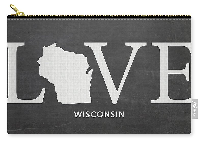Wisconsin Zip Pouch featuring the mixed media WI Love by Nancy Ingersoll