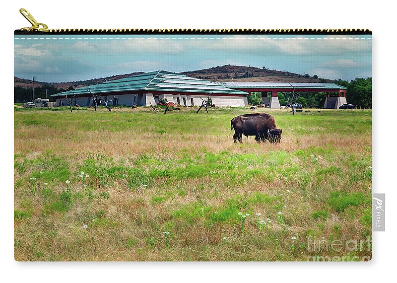 Buffalo Zip Pouch featuring the photograph Wichita Mountain Wildlife Reserve Welcome Center II by Tamyra Ayles