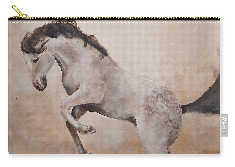 Horse Zip Pouch featuring the painting Wild by Alan Lakin