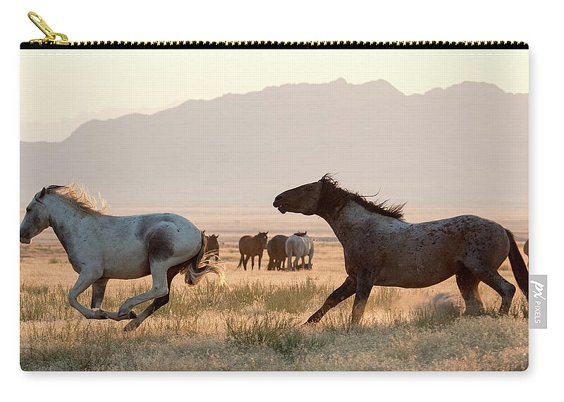 Chase Carry-all Pouch featuring the photograph Wild Horse Chase by Wesley Aston