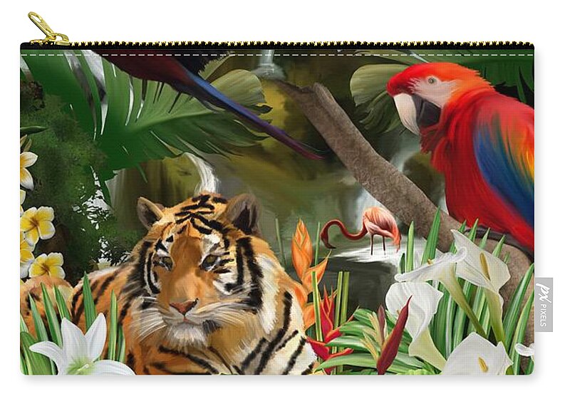 Jungle Art Zip Pouch featuring the digital art Wild by Mark Taylor