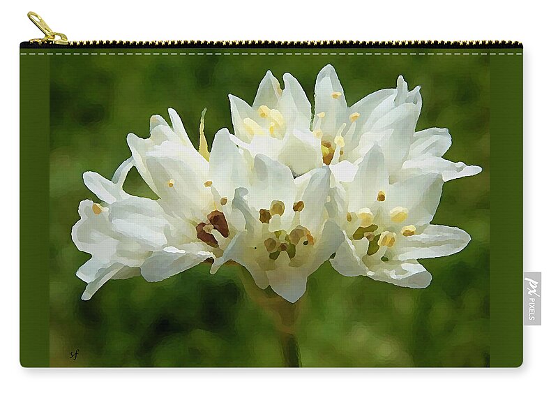 Wildflower Zip Pouch featuring the mixed media Wild Onion Flower by Shelli Fitzpatrick