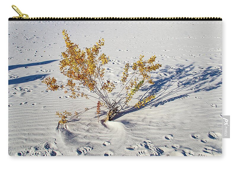 Monument Zip Pouch featuring the photograph Wild Plant in White Sands by Roslyn Wilkins