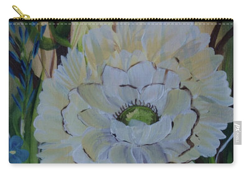 Acrylic Zip Pouch featuring the painting Wild Rose In The Forest by Donna Brown