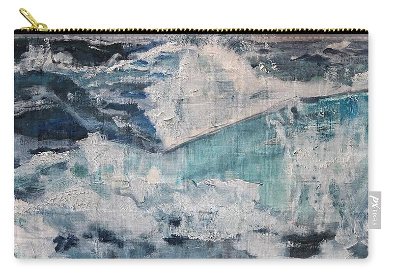 Sea Zip Pouch featuring the painting Wild Waves by Christel Roelandt