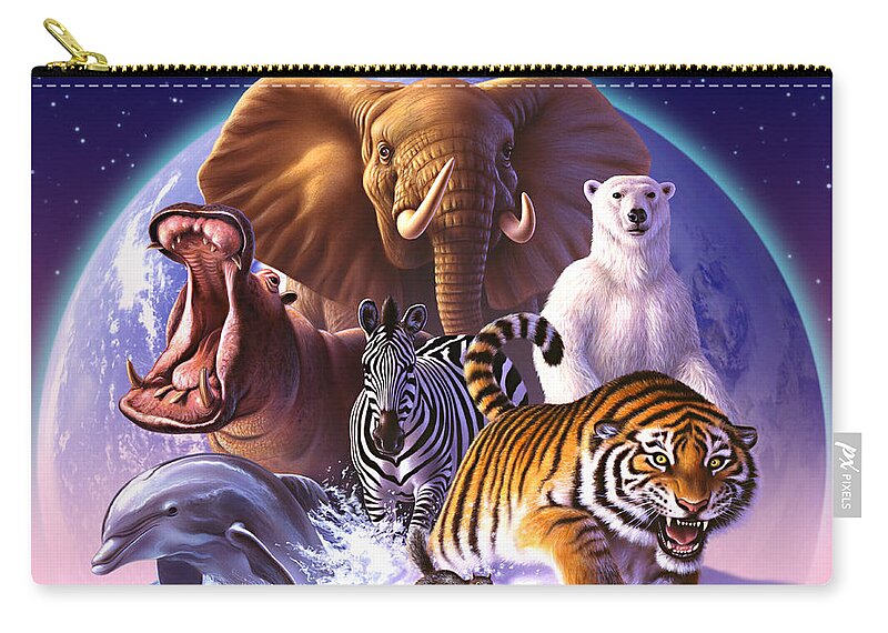 Mammals Carry-all Pouch featuring the painting Wild World by Jerry LoFaro