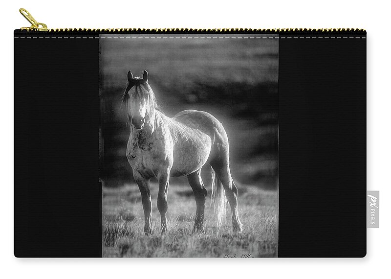 Mark Miller Photos Zip Pouch featuring the photograph Wild Wyoming Horse Encounter by Mark Miller