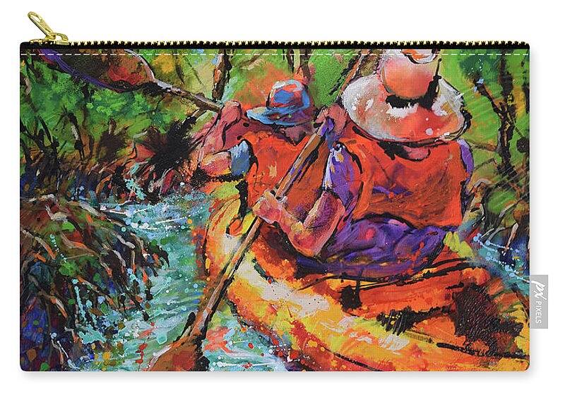 Kayak Carry-all Pouch featuring the painting Wilderness Kayaking by Jyotika Shroff