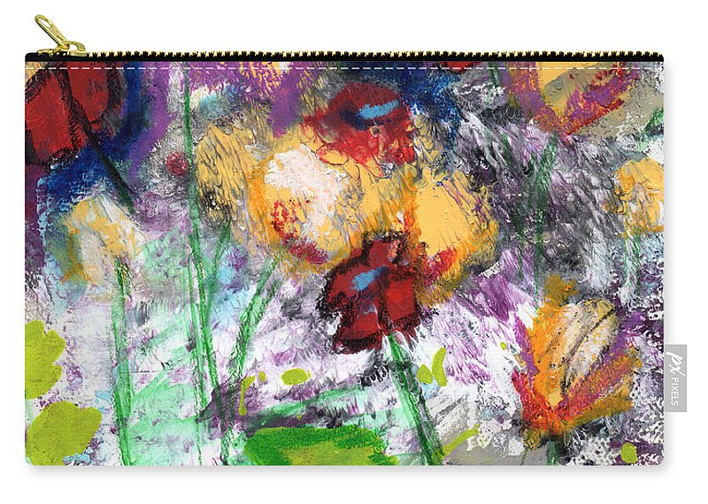 Abstract Zip Pouch featuring the painting Wildest Flowers- Art by Linda Woods by Linda Woods