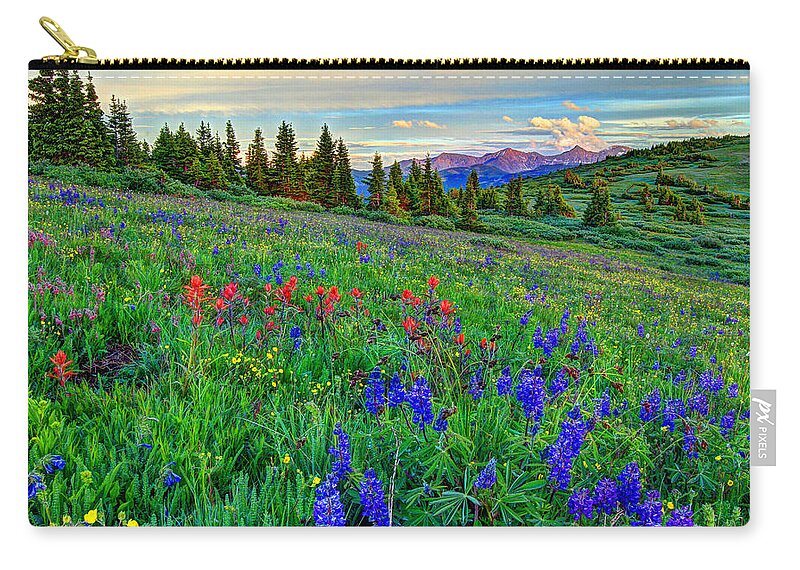 View Zip Pouch featuring the photograph Wildflower Hill by Scott Mahon