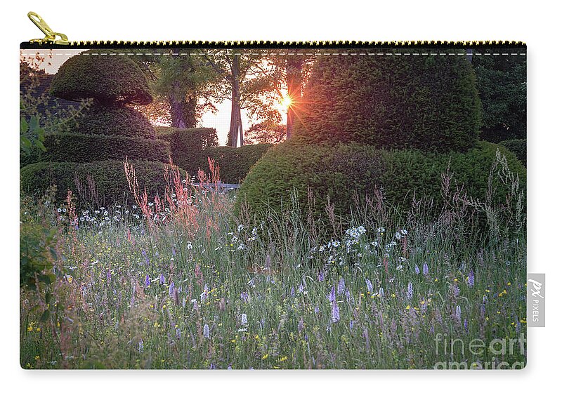 Sunset Carry-all Pouch featuring the photograph Wildflower Meadow at Sunset, Great Dixter by Perry Rodriguez