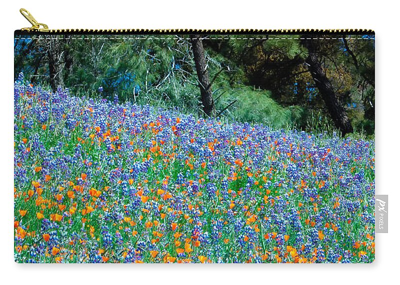 Wildflower Zip Pouch featuring the photograph Wildflower Meadow - Figueroa Mountains California by Ram Vasudev