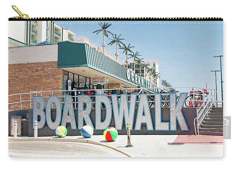 Wildwood Zip Pouch featuring the photograph Wildwood Boardwalk by Kristia Adams