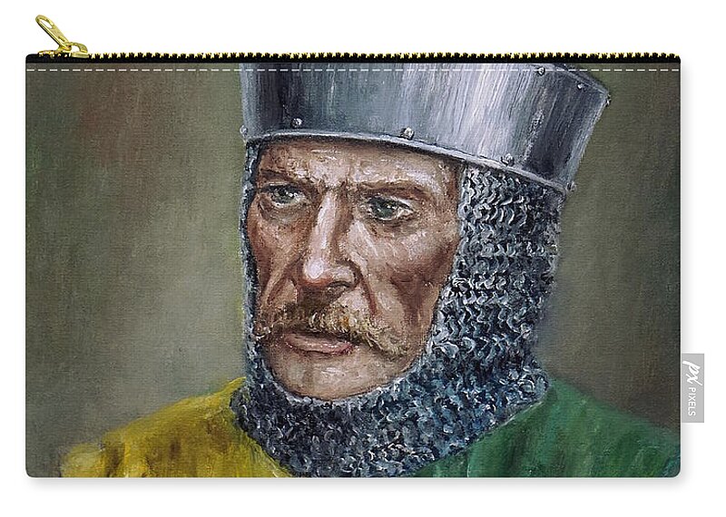 Warrior Zip Pouch featuring the painting William Marshal by Arturas Slapsys