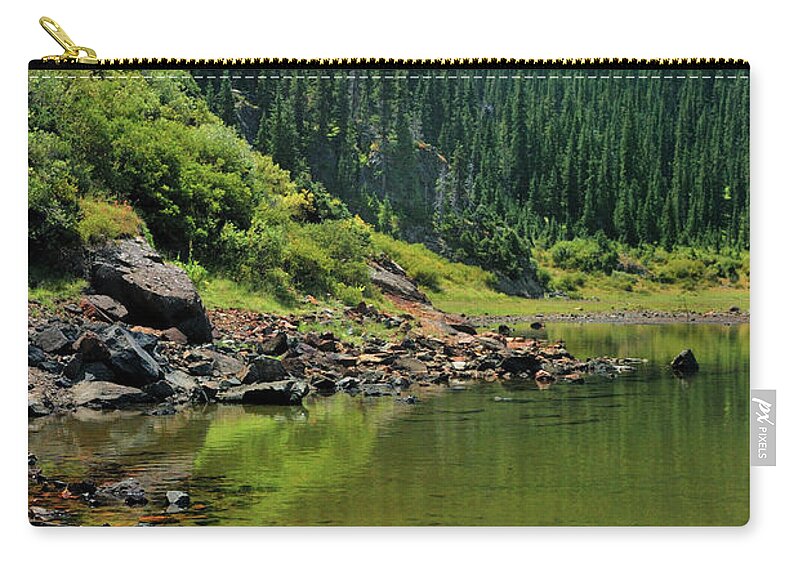 Mountain Zip Pouch featuring the photograph Williams Lake by Ron Cline