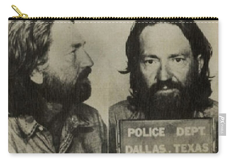 Willie Nelson Carry-all Pouch featuring the painting Willie Nelson Mug Shot Horizontal Sepia by Tony Rubino