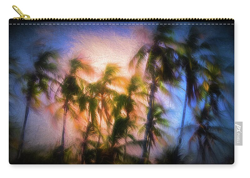 Palm Trees Zip Pouch featuring the digital art Wind and Palms by Celso Bressan