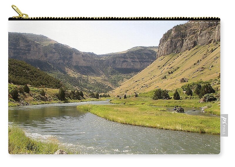 Wind River Zip Pouch featuring the photograph Wind River Canyon 1 by George Jones