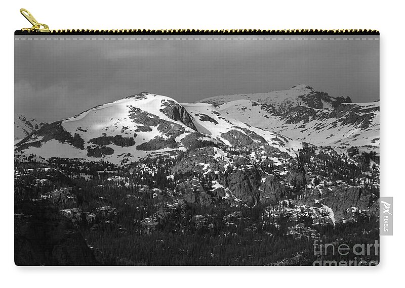 Wind River Moutains Zip Pouch featuring the photograph Wind River Mountains black and white by Edward R Wisell