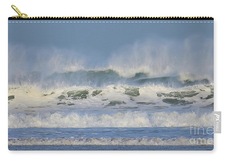 Background Zip Pouch featuring the photograph Wind swept waves by Nicholas Burningham