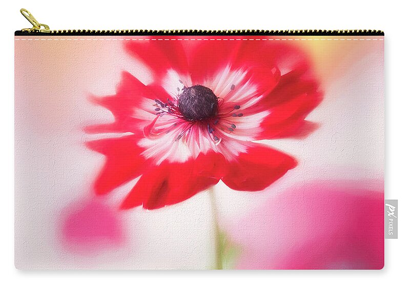 Flower Zip Pouch featuring the photograph Windflower in spring by Usha Peddamatham