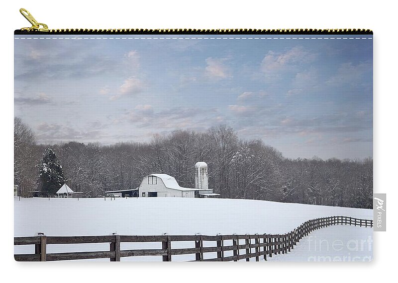Farm Zip Pouch featuring the photograph Winding Fence Farm by Benanne Stiens