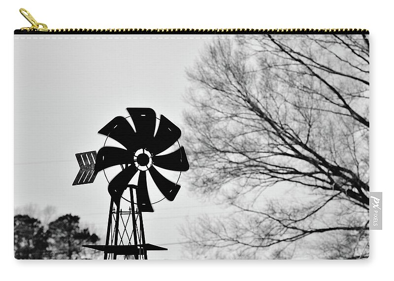 Windmill Carry-all Pouch featuring the photograph Windmill on the Farm by Nicole Lloyd