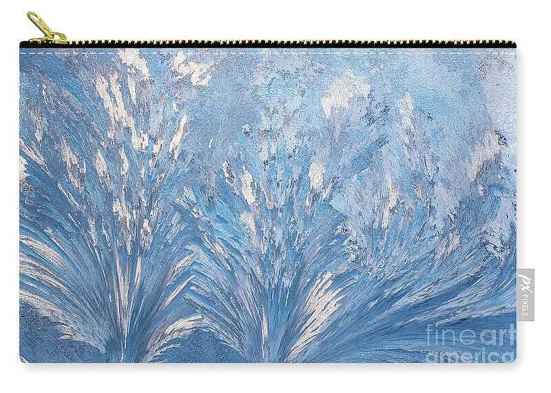 Cheryl Baxter Photography Zip Pouch featuring the photograph Window Frost Waves by Cheryl Baxter