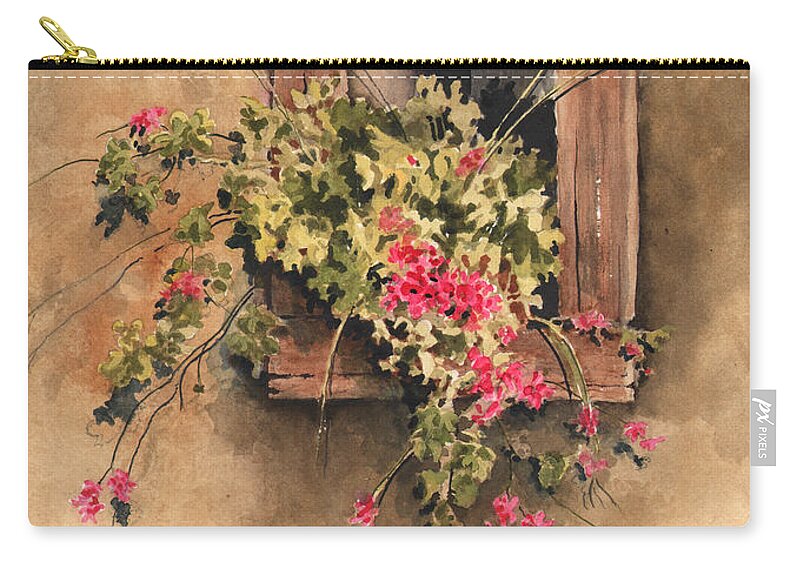 Flower Zip Pouch featuring the painting Window Niche by Sam Sidders