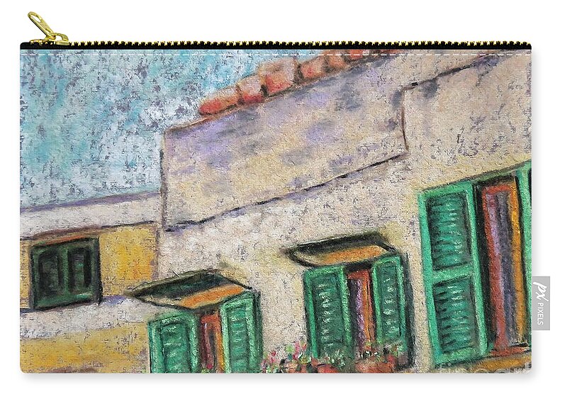 House Zip Pouch featuring the painting Windows on a Sasso by Laurie Morgan