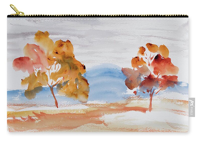 Afternoon Zip Pouch featuring the painting Windy Autumn Colours by Dorothy Darden