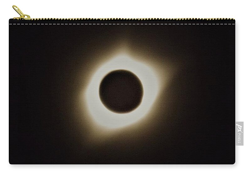 Eclipse Zip Pouch featuring the digital art Windy Corona during Eclipse by Michael Oceanofwisdom Bidwell