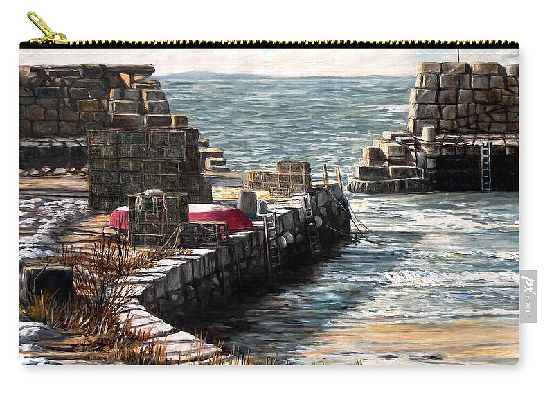 Lanes Cove Zip Pouch featuring the painting Windy Day At Lanes Cove by Eileen Patten Oliver