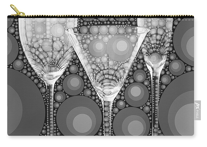 Wine Glasses Zip Pouch featuring the digital art Wine Glass Art-2 by Nina Bradica