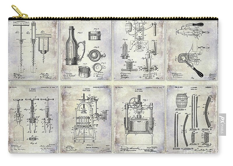 Wine History Zip Pouch featuring the photograph Wine History Patents by Jon Neidert