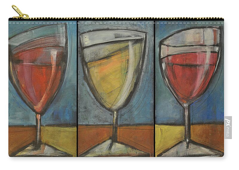 Wine Zip Pouch featuring the painting Wine Trio - Option One by Tim Nyberg