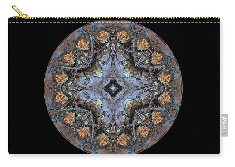 Mandala Zip Pouch featuring the digital art Winged Creatures in a Star Kaleidoscope #1 by Julia L Wright