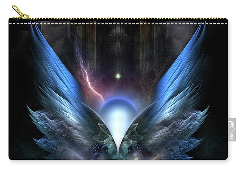 Wings Carry-all Pouch featuring the digital art Wings Of Light Fractal Composition by Rolando Burbon