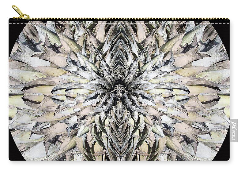 Bronze Flower Zip Pouch featuring the digital art Winged Praying Figure Kaleidoscope by Julia L Wright