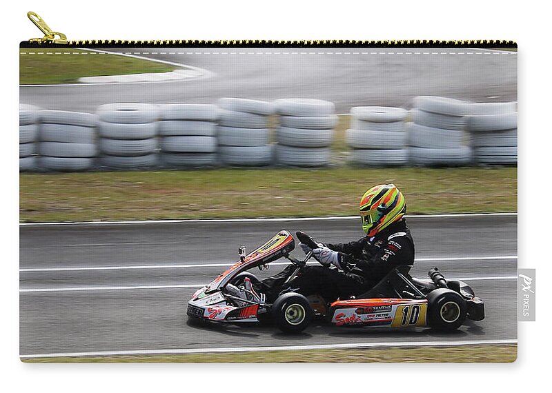 Wingham Go Karts Carry-all Pouch featuring the photograph Wingham Go Karts 02 by Kevin Chippindall
