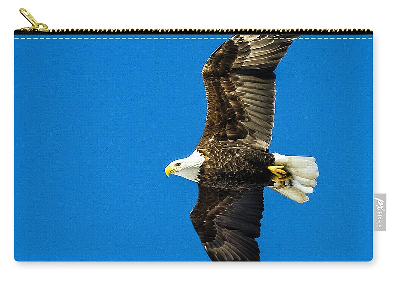 Eagle Carry-all Pouch featuring the photograph Winging Home for Dinner by John Roach