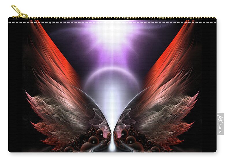 Wings Of Anthropils Carry-all Pouch featuring the digital art Wings Of Anthropolis HC Fractal Composition by Rolando Burbon