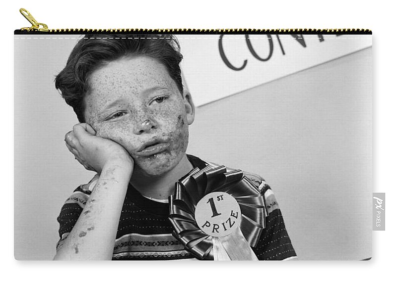 1950s Zip Pouch featuring the photograph Winner Of Pie-eating Contest, C.1950s by H Armstrong Roberts ClassicStock