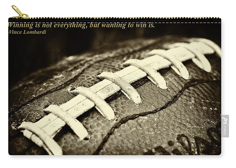 Winning Is Not Everything - Lombardi Zip Pouch featuring the photograph Winning is Not Everything - Lombardi by David Patterson