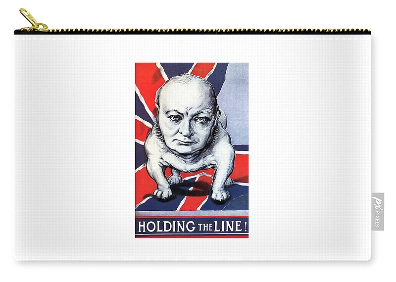 Winston Churchill Zip Pouch featuring the painting Winston Churchill Holding The Line by War Is Hell Store
