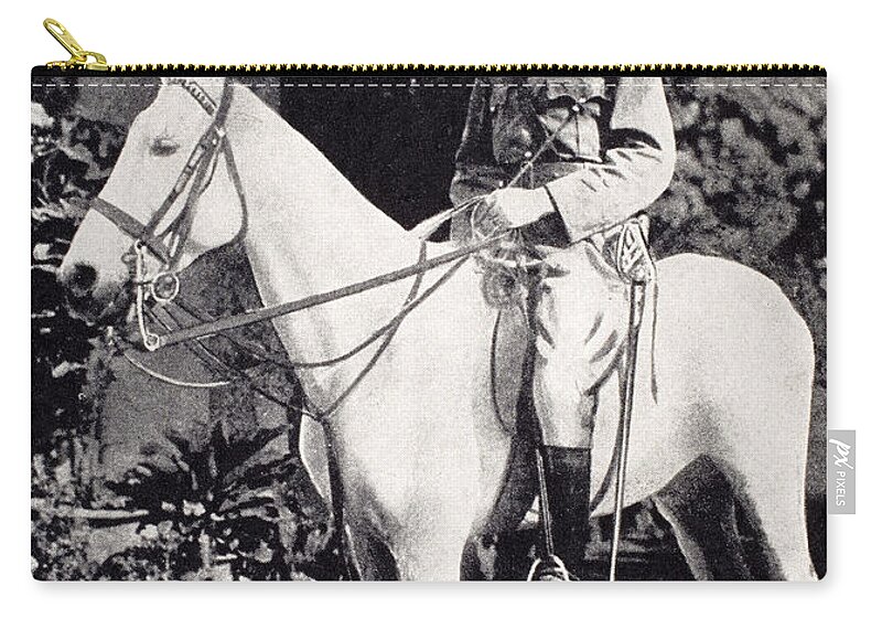 Winston Churchill Zip Pouch featuring the photograph Winston Churchill on horseback in Bangalore, India in 1897 by English School
