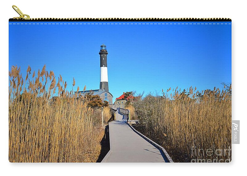 Featured Carry-all Pouch featuring the photograph Winter Afternoon at the Fire island Lighthouse by Stacie Siemsen